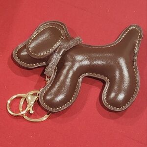 Brown Leather Dog Keychain
